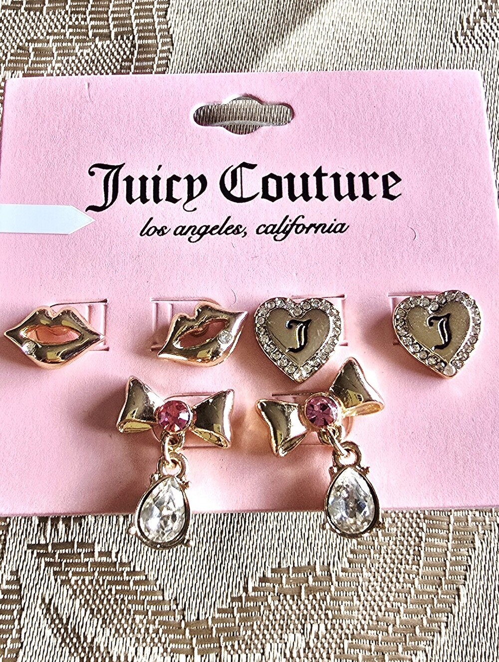 NEW! Juicy Couture Jewelry Gold Trio Stud Earrings Set